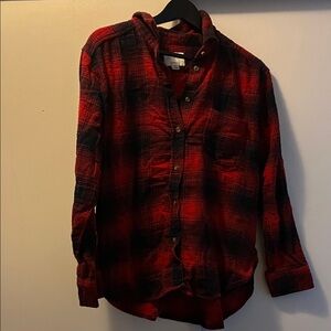 American Eagle Outfitters Red and Black Plaid Blazer
